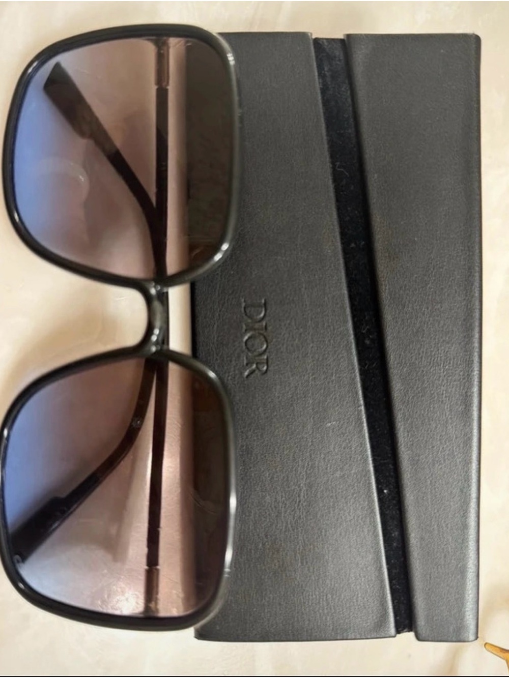 Dior Black Sunglasses with Brown-Tinted Lenses and Black Case